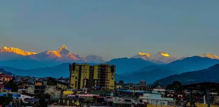 Sunset 🌇 Annapurna range from Pokhara, Nepal 💞🇳🇵🌹😍🤗😊 good evening friends 💕🙏🏻💕