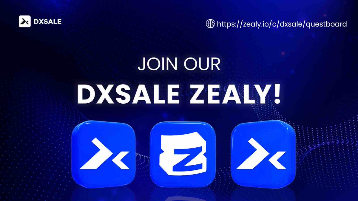 The aim of #DxSale is to have the strongest community in the #crypto space which is why we continue to build 📈🚀

So come join our #zealy community, complete the quests and bank some XP! 💯

Lots more to come 👀

👉 zealy.io/c/dxsale/invit…

#defi #crypto #launchpad #community