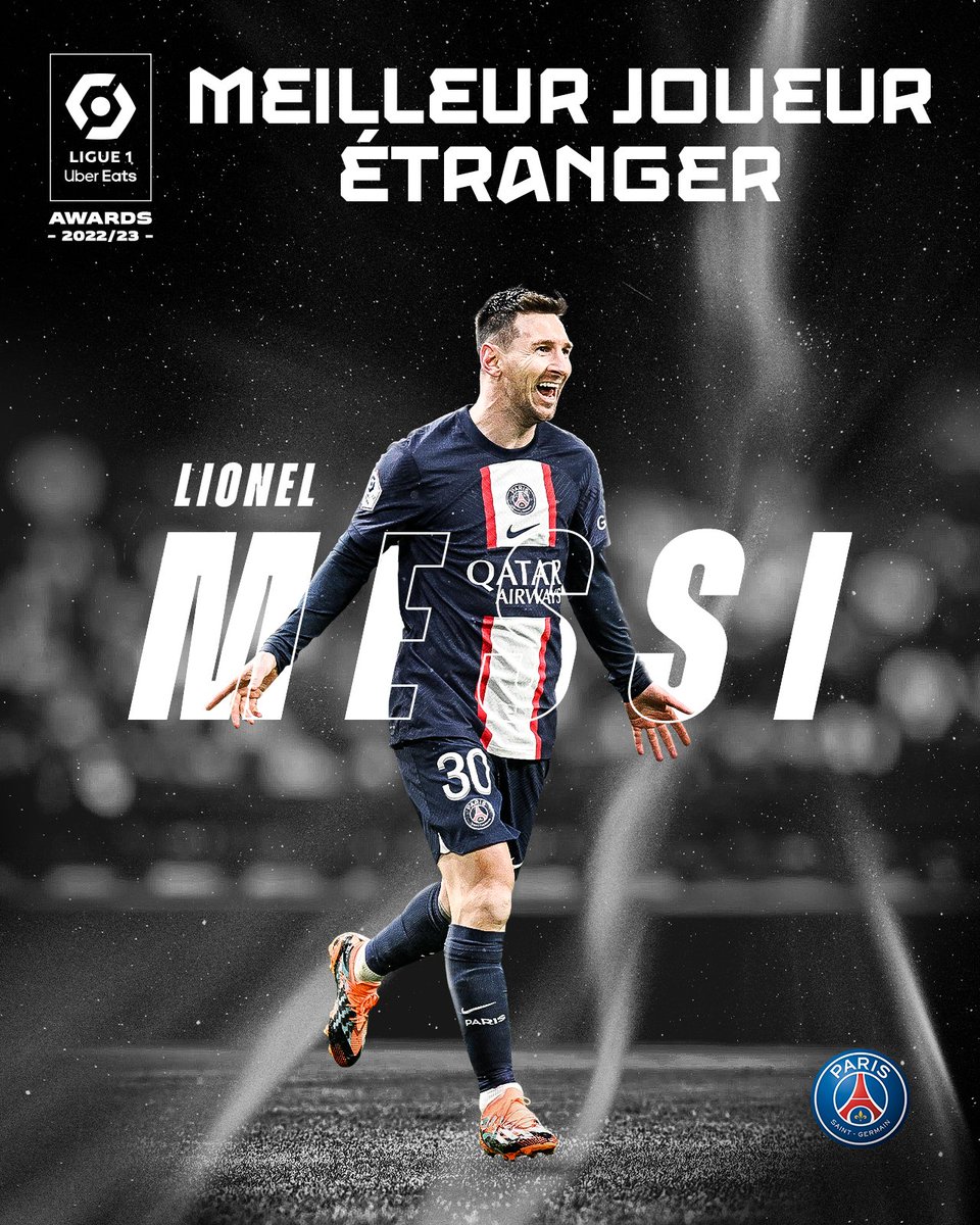 Lionel Messi est élu '𝗺𝗲𝗶𝗹𝗹𝗲𝘂𝗿 𝗷𝗼𝘂𝗲𝘂𝗿 𝗲́𝘁𝗿𝗮𝗻𝗴𝗲𝗿' de la saison 👏🏆

#AwardsDeLaSaison | @PSG_inside