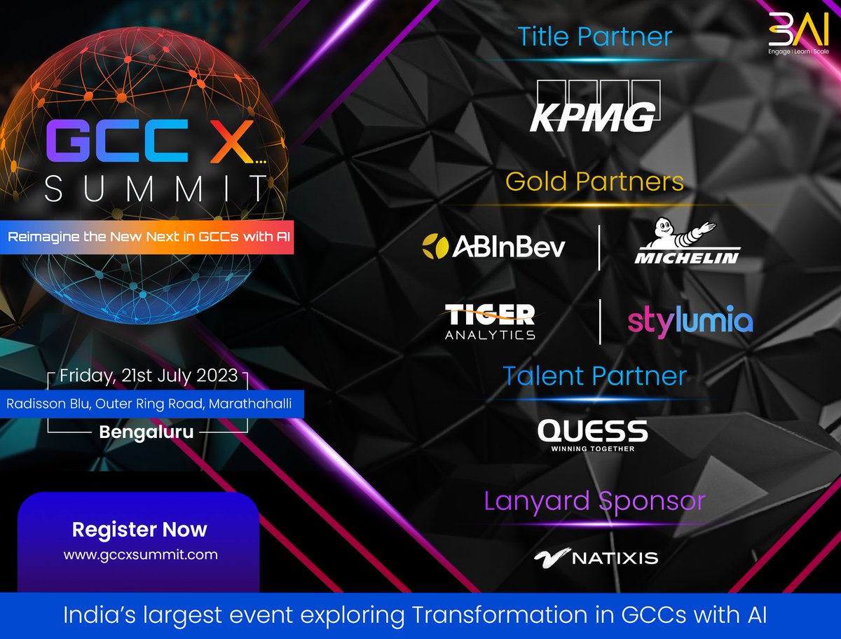 India’s largest event exploring Transformation in GCCs with AI GCC X…SUMMIT Reimagine the new next in GCCs with AI Friday, 21st July 2023 | Bengaluru For more details visit: gccxsummit.com #gccs #data #ai #analytics #datascience #leadership #gccxsummit @DhanrajaniS