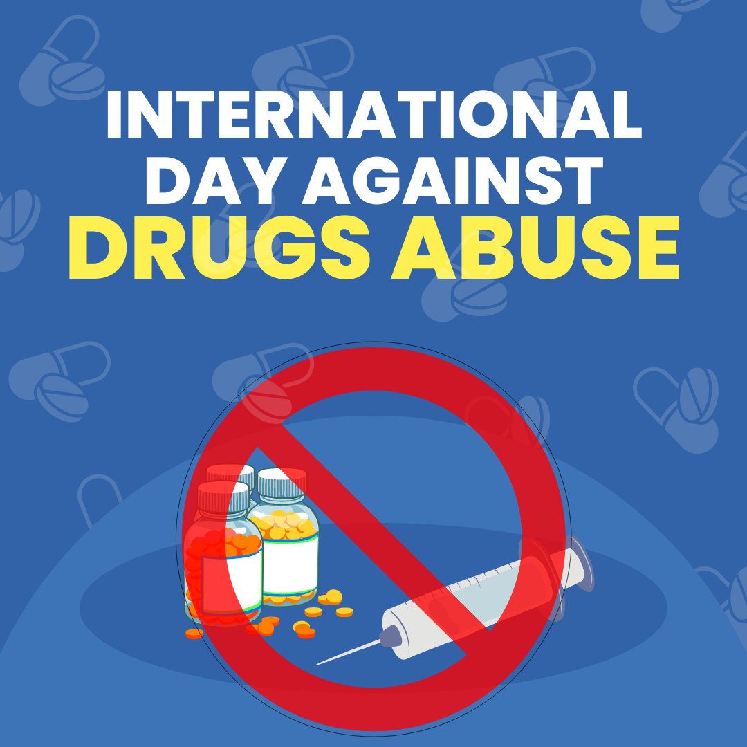 🌍Today is International Day against Drug Abuse & Illicit Trafficking. Let's raise awareness about the detrimental impact of drugs on individuals, families, and communities. Together, we can empower our youth to make healthy choices and create a drug-free future.💪 #SayNoToDrugs