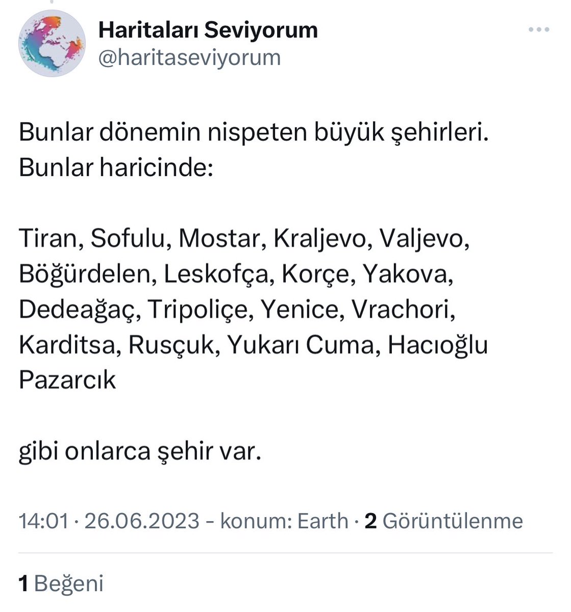 Daha unuttuğumuz çok vardır. Büyük ihtimalle Batı Trakya’da baya baya Osmanlı şehirciliği hakim. 

Balkanlar bu yüzden bize benzer zaten. Osmanlı-Türk etkisini çıkarsan mutfakta ve şehircilikte baya şey gidiyor. Saraybosna baya bildiğin Bursa v.2.0. gibiydi eski şehrin yapısıyla.