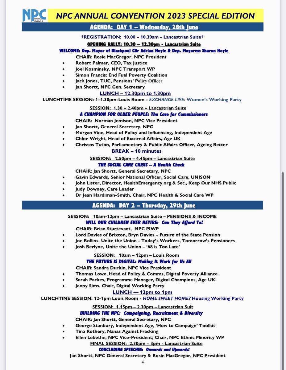 The NPC Annual Convention takes place on Weds & Thurs this week at the Imperial Hotel in Blackpool. We will have great speakers discussing the issues affecting today’s and tomorrow’s pensioners.

#Blackpool #VisitBlackpool #AnnualConvention