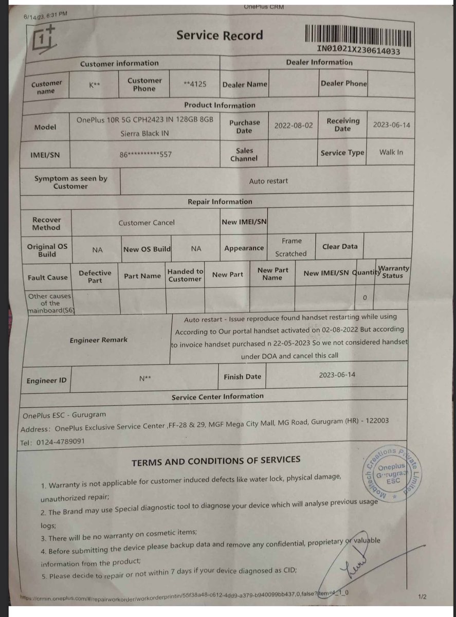 Keshaavv's tweet photo. I ordered one plus phone from @Flipkart which is one year old and not working properly. Despite reaching out to your customer care and even emailing the CEO @_Kalyan_K, still not receive a satisfactory solution. @flipkartsupport @OnePlus_IN @jaagograhakjago @WalmartInc @PMOIndia https://t.co/AZzQcHp4fx