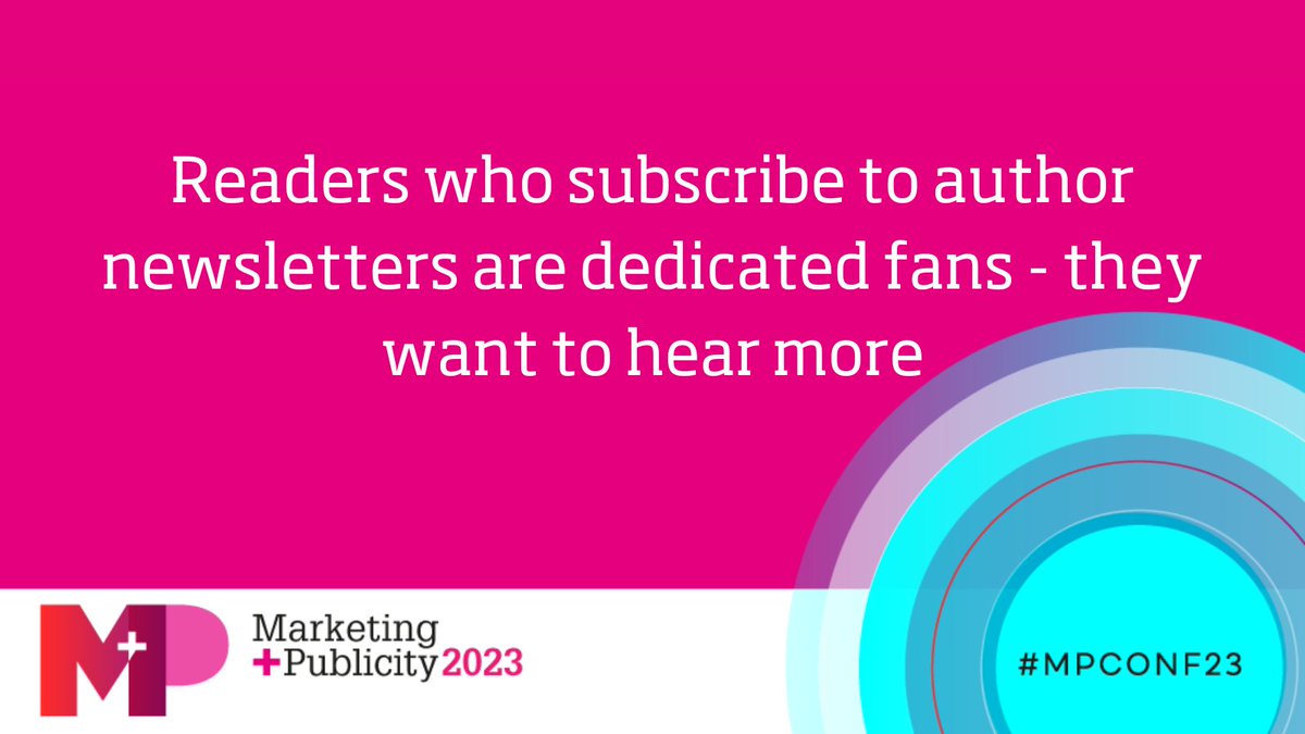 thebookseller's tweet photo. .@vixadelic wants us to remember that newsletter subscribers are fans! They want to find out more and get involved #MPConf23 https://t.co/cTicUu8f90