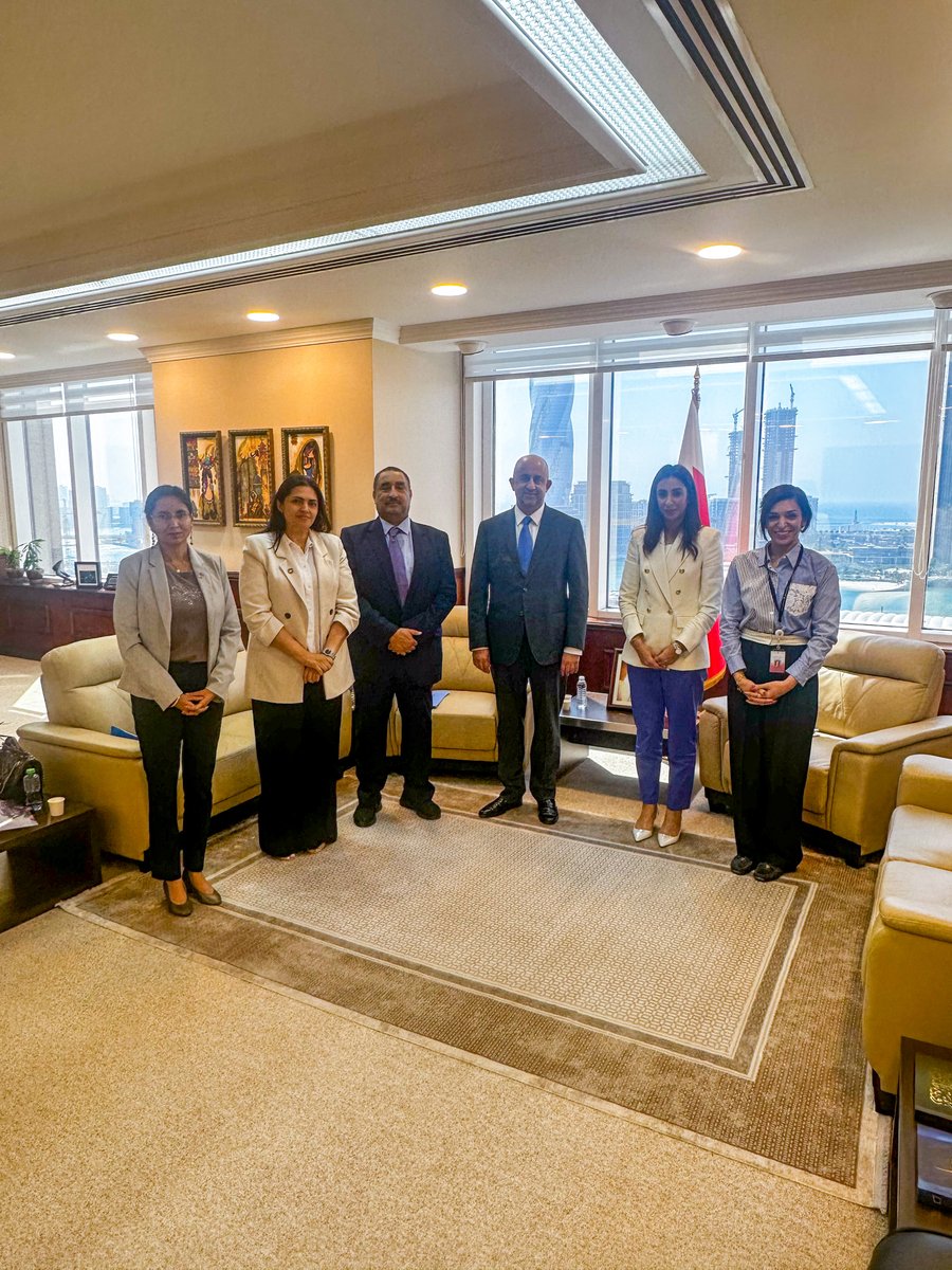 UN_Bahrain's tweet photo. Ahead of #HLPF2023 UN RC @KhaledElMekwad accompanied by UNCT members met with the Minister of Sustainable Development, HE Noor Al Khulaif, to discuss Bahrain’s presentation of its VNR and the UNCT support to the country’s engagement in the forthcoming #SDGSummit   #Bahrain #UN https://t.co/KmEbwTL4xt