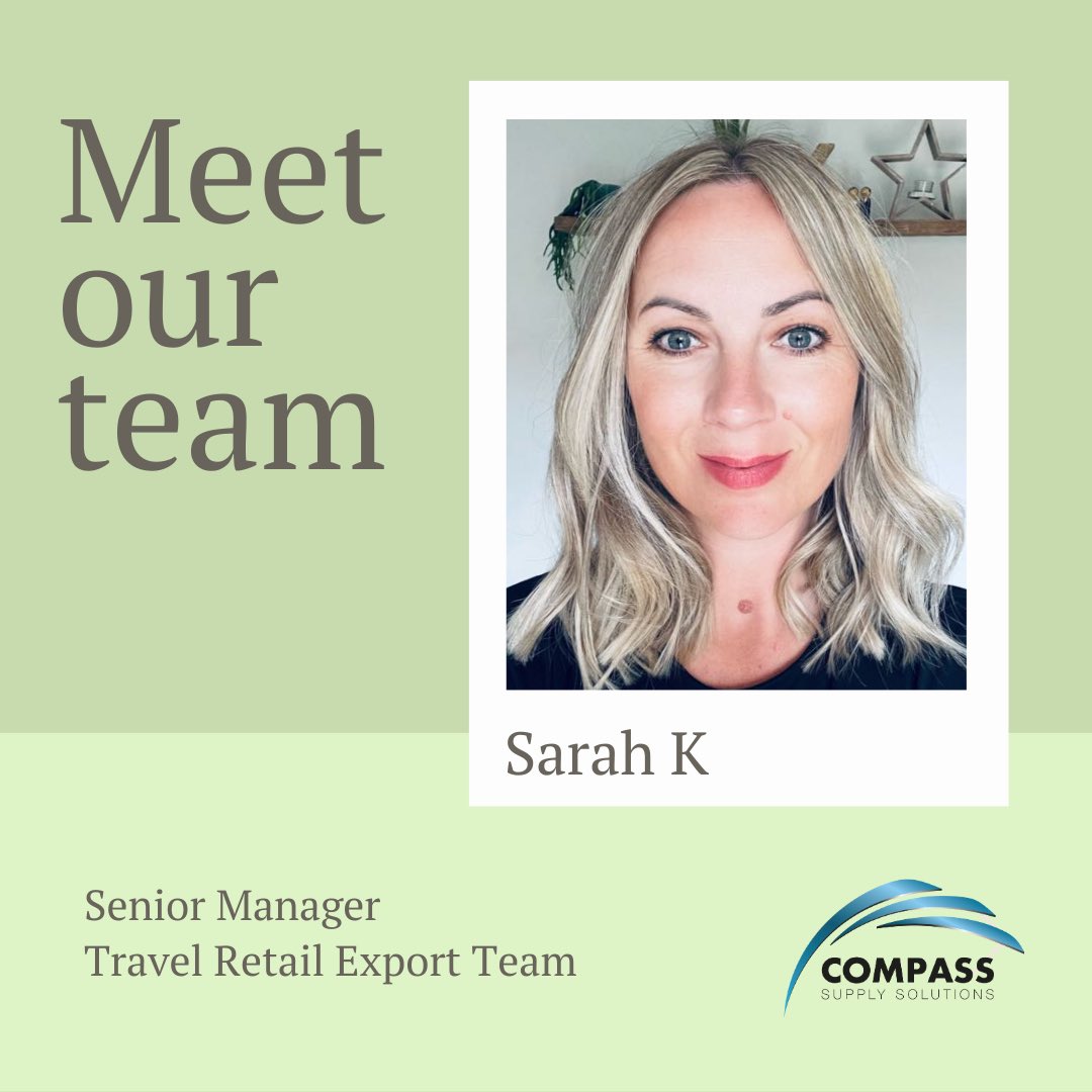 compass_supply's tweet image. Meet Our Team!
And Happy Sarah Day! Our favourite Sarah works as a Senior Manager in our Export Team. 
Sarah has been with CSS for a year. Her favourite colour is green and her go-to drink is a Gin and Tonic! 
#compasssupplysolutions #CSS #CSSgroup #meetourteam #meettheteam