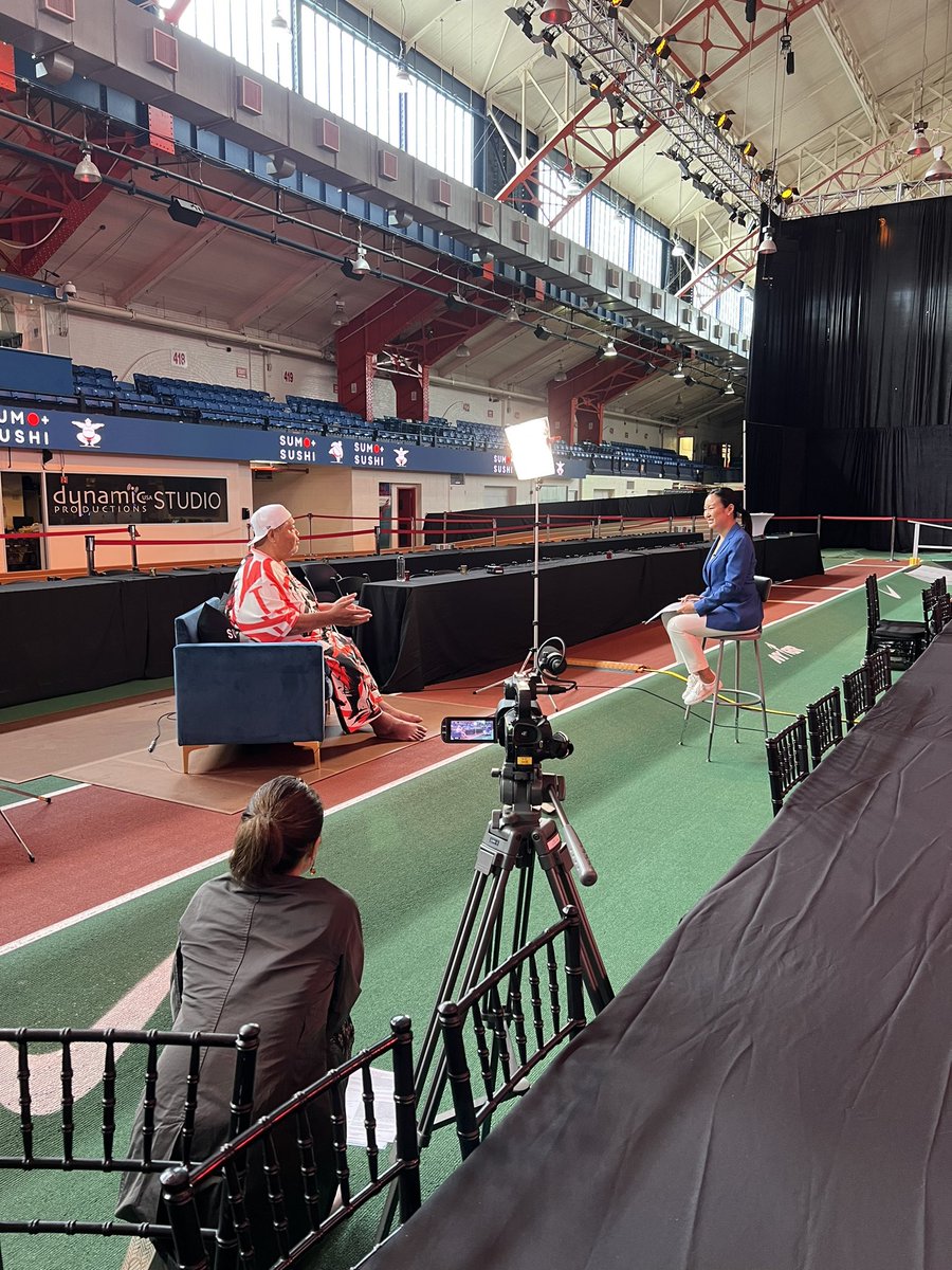 KonishikisWORLD's tweet photo. Getting interviewed by my sister Kathrine at the venue, it’s going to be on NHK World News yes I really enjoyed our interview. Miami Washington DC & NYC thank you thank you we will see you all in 2024. #konishiki #sumo #sumoandsushi #rikishi #sumoedutainment #narotv #culture #nyc https://t.co/QUc9ZlM4d8