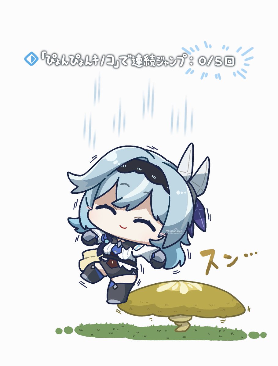 eula (genshin impact) 1girl chibi closed eyes solo hairband blue hair smile  illustration images