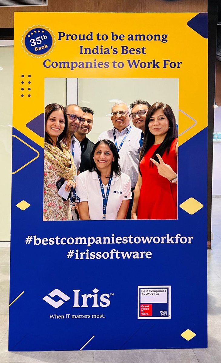 IRISSoftware's tweet image. Our associates shared a moment of pride and joy as we celebrated Iris Software being recognized as a Great Place to Work for 3rd year in a row. We stand at #35 in India’s Best Companies to Work For 2023 list.

#BestCompaniesToWorkFor2023 #GreatPlaceToWork  #IrisSoftware #GPTW