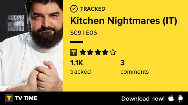 I've just watched episode S09 | E06 of Kitchen Nightmares (IT)! #cucinedaincubo  tvtime.com/r/2RRtd #tvtime