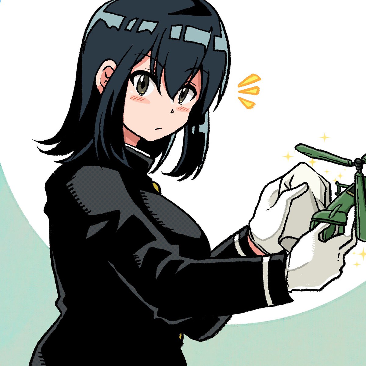 akitsu maru (kancolle) 1girl solo gloves black hair military white gloves uniform  illustration images