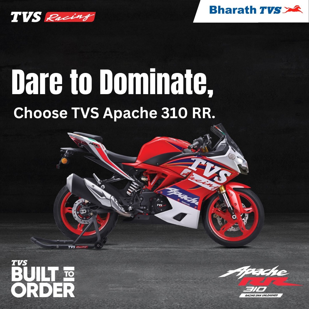 Dare to Dominate the Roads with Unmatched Power and Precision. Choose the TVS Apache 310 RR and Ride the Legend. 

#TVSApache310 #SportsBike #ThrottleByWire #PrecisionControl #SmoothAcceleration #UltimateRidingExperience #PowerfulPerformance #StylishDesign #AdrenalineRush
