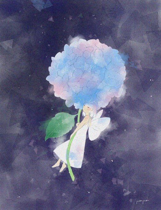 「closed eyes hydrangea」 illustration images(Latest)｜2pages