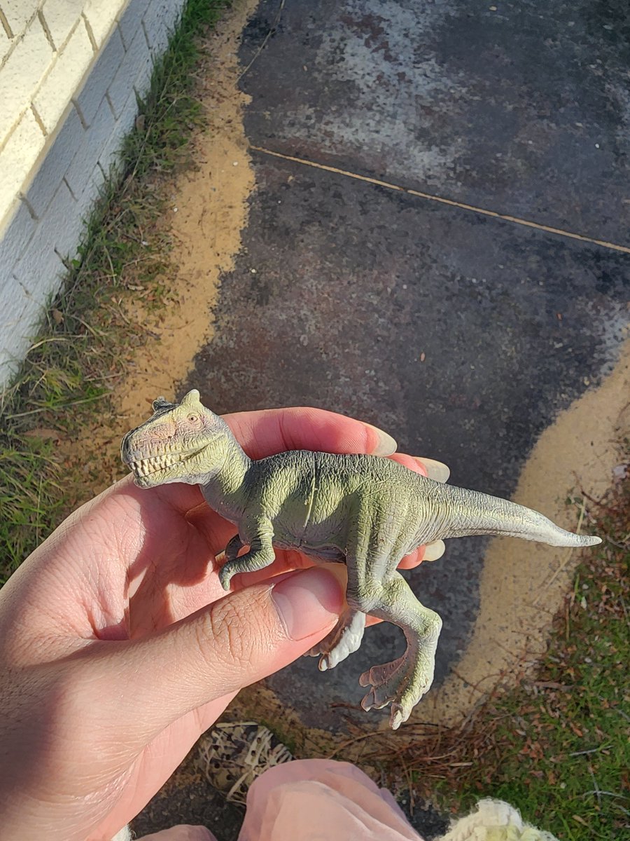 found this toy outside my house, aint no way this is a dilophosaurus lmao 💀💀💀