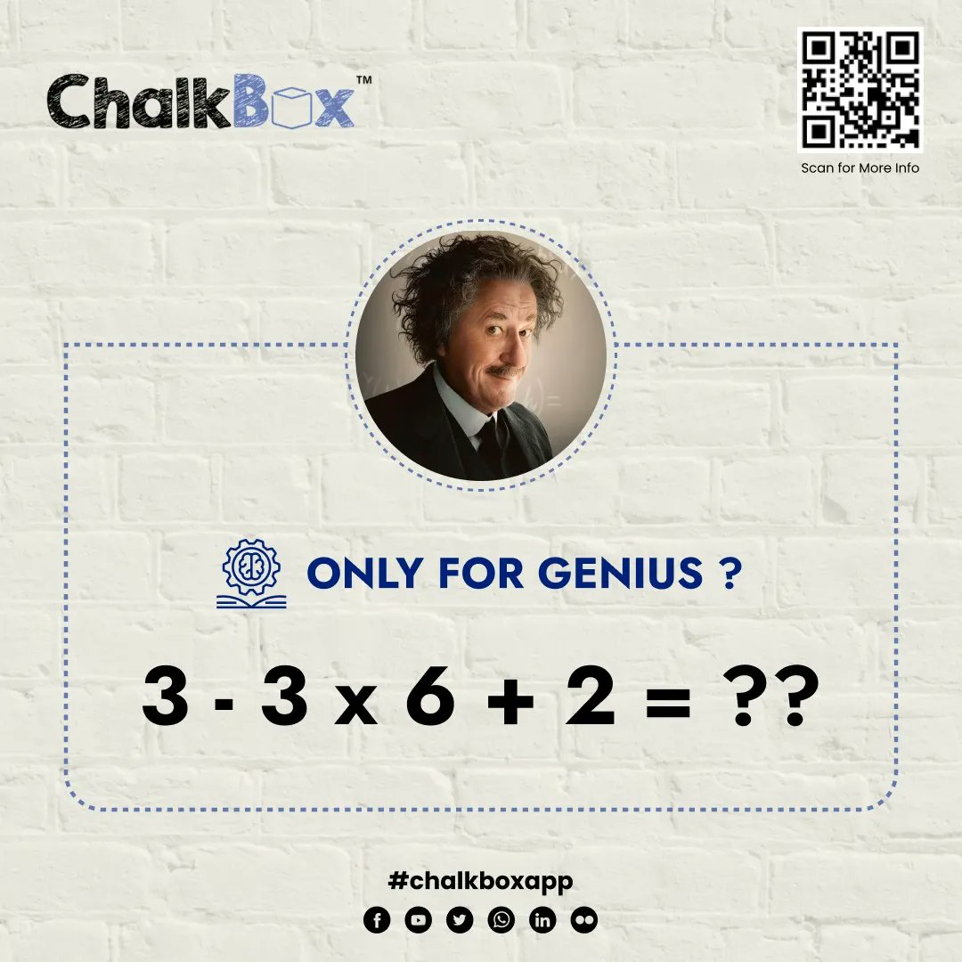 🧠 Only for geniuses! Can you solve this math puzzle? 🤔

3 - 3 * 6 + 2 = ? ⚡️

Let us know your answer in the comments below!

#MathPuzzle #GeniusChallenge #ThinkSmart #PuzzleOfTheDay #CrackTheCode #MathWhiz #Chalkbox #Chalkboxapp #TeamChalkbox