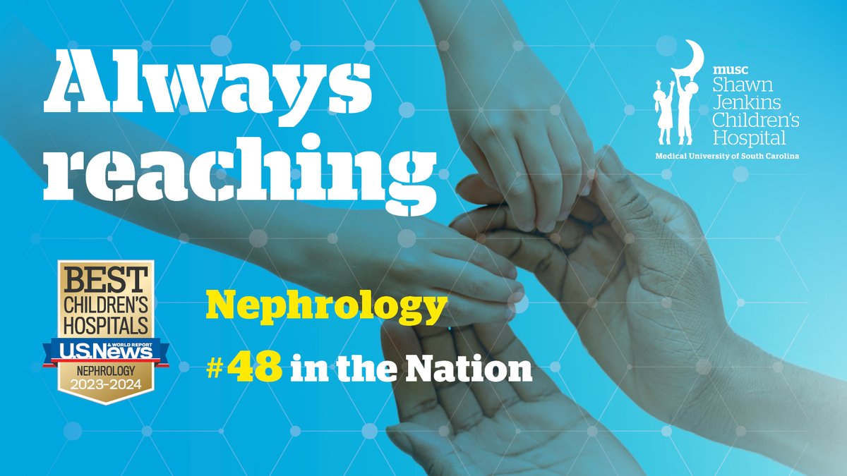 MUSCkids's tweet image. Please join us in congratulating our Pediatric Nephrology team on ranking #48 nationally in U.S. News &amp;amp; World Report’s Best Children’s Hospitals 2023-2024 survey! This program also ranked #9 in the competitive Southeast region. Learn more: ow.ly/3neY50OTGOV
#AlwaysReaching