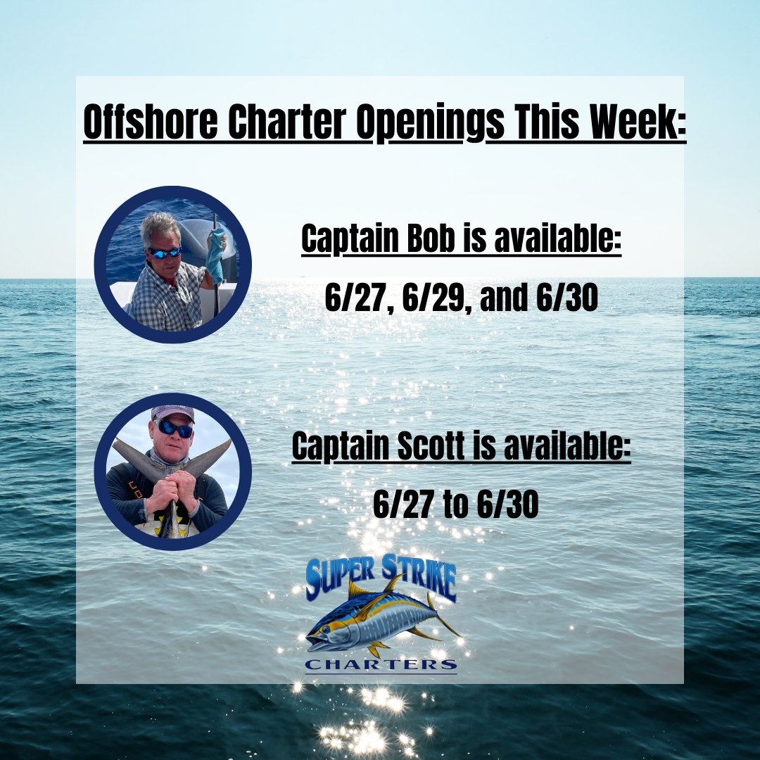 Good morning, and lets go! We have limited charters available for this last week of June! Book your trip now!

📲 985.640.0772
💻 superstrikecharters.com/online-booking…

#fishing #Louisiana #Louisianafishing #tuna #saltwaterfishing #fishingcharter #fish #summertrip #superstrikefishingcharter