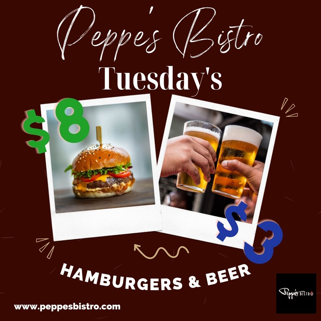$3 Domestic Beer
$8 Hamburgers and Cheeseburgers
****ONLY ON TUESDAY*********
Peppe's Bistro
208 Skyline Dr, East Stroudsburg, PA 18301, United States
#sawcreekestates #poconomountains #lehighvalleypa #poconos #bethlehempa #craftbeer #DeliciousEats #tannersvillepa #burgers