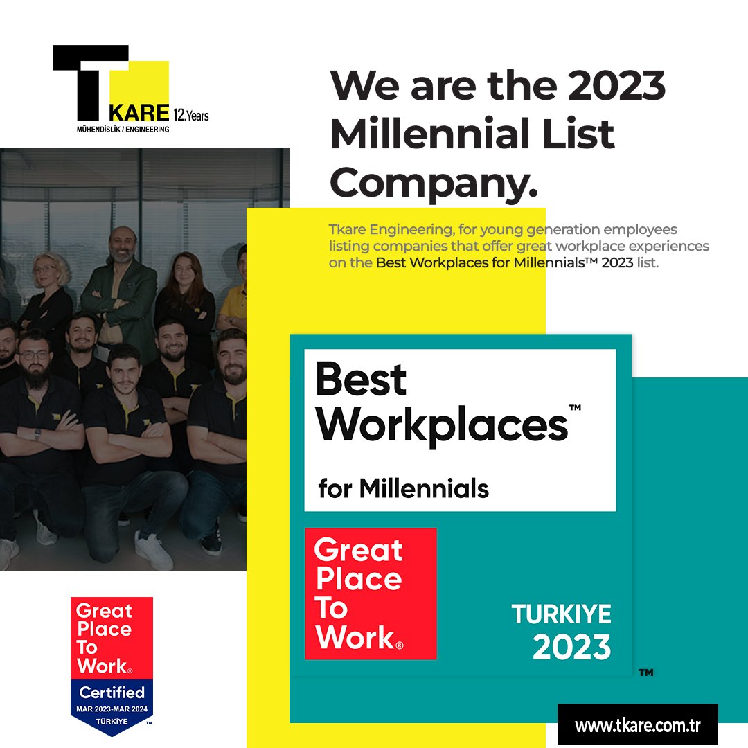 Tkare Mühendislik, genç kuşak çalışanlar için harika iş yeri deneyimi sunan şirketlerin listelendiği Best Workplaces for Millennials™ 2023 listesinde.

#tkaremühendislik
#greatplacetowork #getcertified #bestworkplaces #millennials #ykuşağı #harikaişyeri #GPTW4All