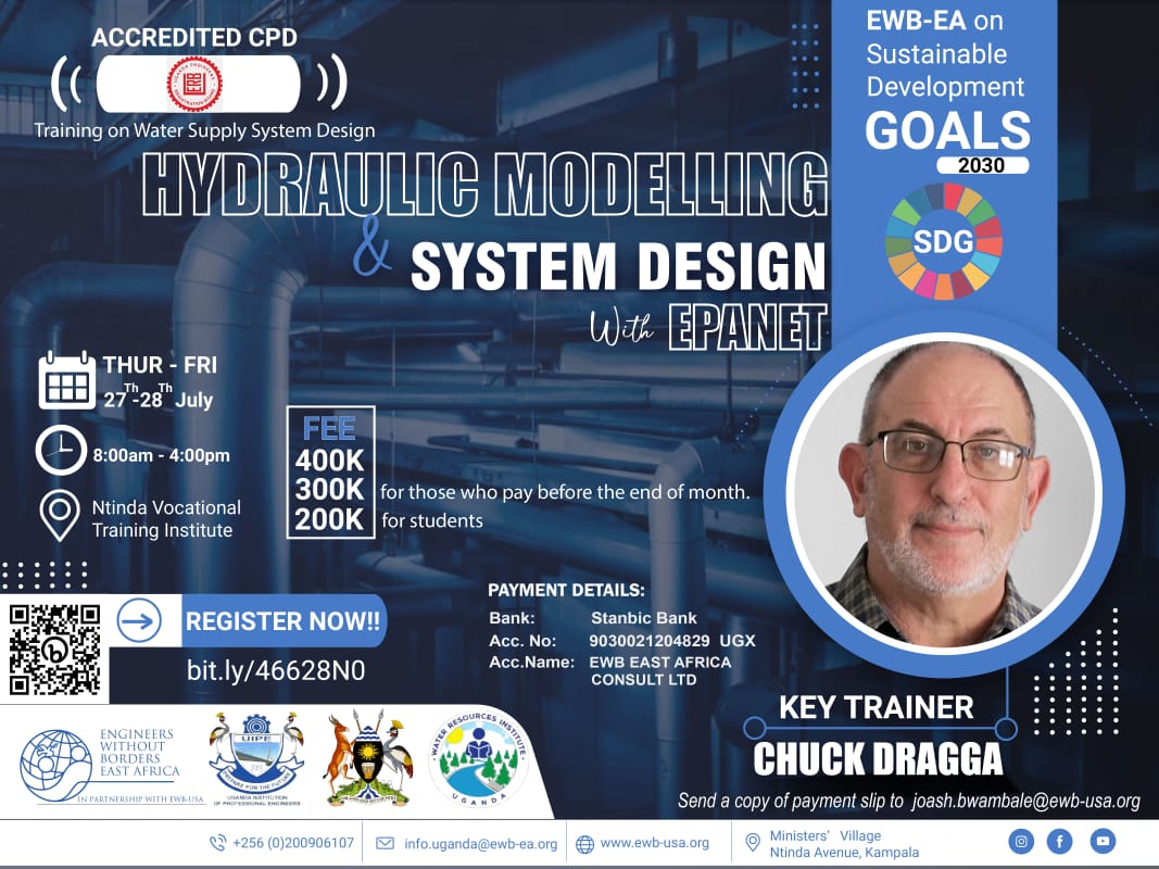 ewb_ea's tweet photo. contributing to a resilient and water-secure future for all.
Join us and learn from the best!

REGISTER NOW: https://t.co/kDZb99r0Y1

#CapacityBuilding #EWBEastAfrica #HydraulicModelling #SystemDesign
@UIPE
@dwrmug
@WaterResearchRU
@IRCWASH
. https://t.co/74cnFyPiH4