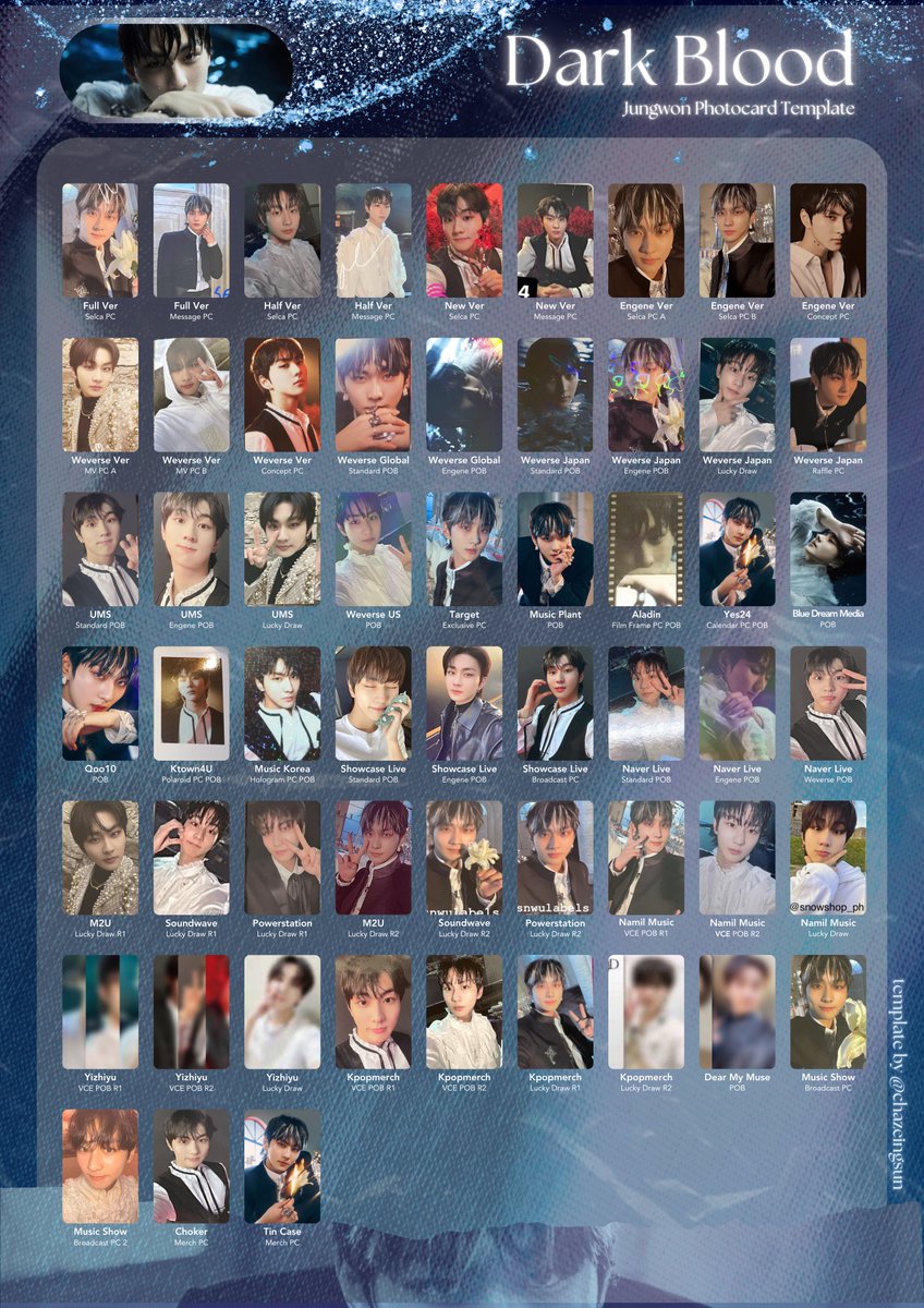 Enhypen Dark Blood Jungwon Photocard Template Album + Benefit +