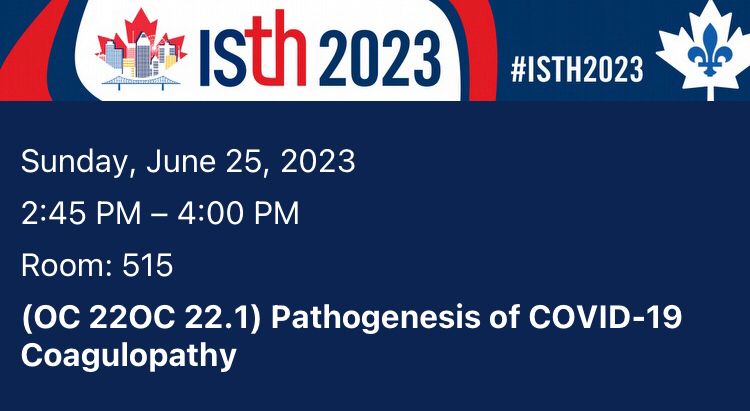 Fantastic session at #isth2023 on the pathomechanisms of #COVID19-associated #coagulopathy. Delighted to share work on the role of monocytes/macrophages in hypercoagulability. Exciting times for haemostasis research.

@SEFSUCC @bioucc @CUH_Cork @justinvmcc @crowley_maeve @isth