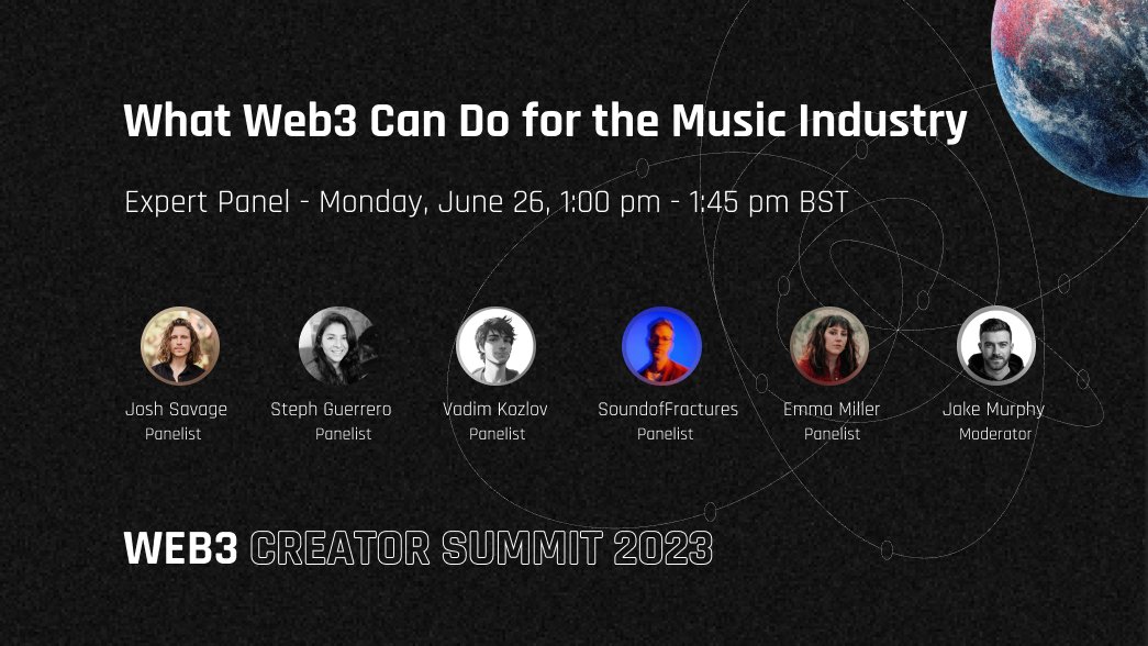 joshsavagemusic's tweet photo. About to speak on this bad boi at @Web3Issue.

What Web3 Can Do For the Music Industry with @steph_guerrero @Vajayjay_K @jakemurphy_cm @sofractures https://t.co/9NTSrUZ3XD