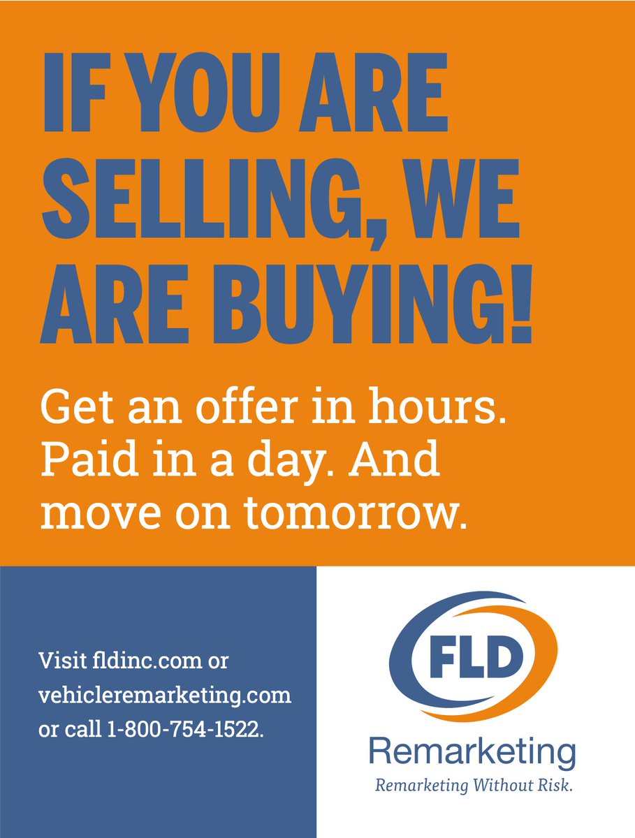 It's Monday morning. Vehicle availability is picking up. Your used vehicles are getting dangerously high on miles. Why not give FLD a call today for a quote on any used asset in any condition and get paid the full amount you agree to by the end of the week!