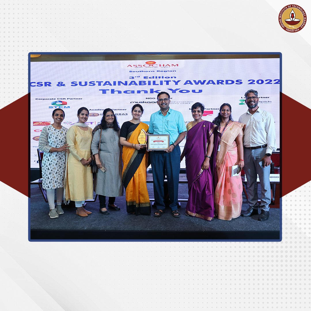 iitmadras's tweet photo. @iitmadras BS Degree Program has won ASSOCHAM CSR &amp; Sustainability Award for Excellence in supporting Education and Skill, 2022. Award was presented by TN's Hon. ministers for Environment &amp; Climate Change Thiru Siva V Meyyanathan &amp; School Education Thiru Anbil Mahesh Poyyamozhi. https://t.co/HcyOxximK9