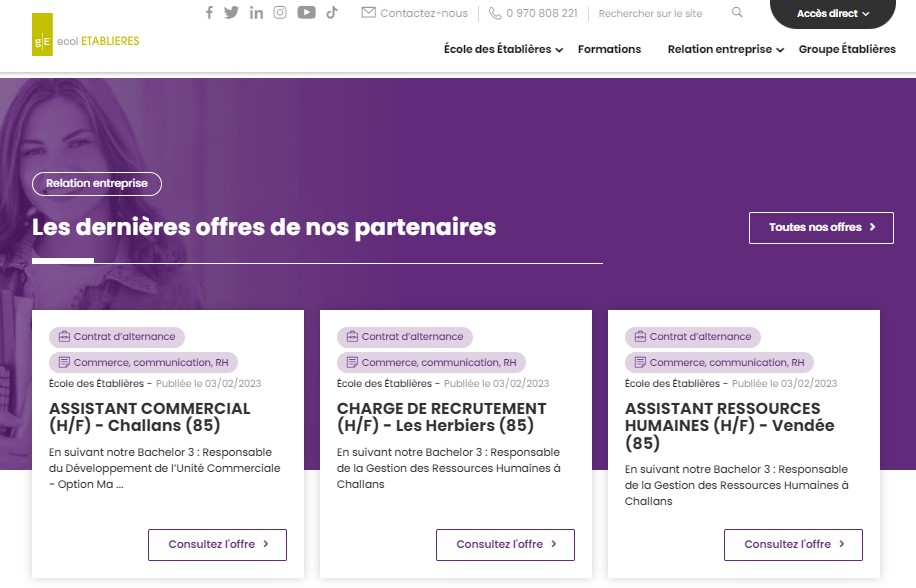 [OFFRES D'EMPLOIS] 🧐 #Partenaires : postes à pourvoir
👉 Le groupe Établières propose plusieurs offres d'emploi sur la #vendée et le #GrandOuest : etablieres.fr/.../consultez-…
👉 Prenez contact 😍
#offredemploi #formationpro #icicarecrute #alternance