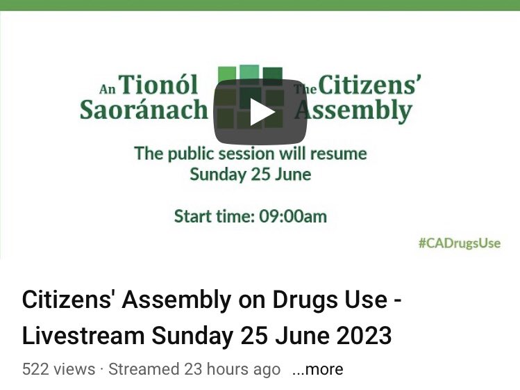 Brilliant presentation by @Prof_Jo_Ivers at the @CitizAssembly on #drugs yesterday  - listen back from 17.06 minutes in to learn about addiction #recovery & #RecoveryCapital m.youtube.com/live/xNPELK7C3… 
@roinnslainte @1Hildegarde @tcddublin @OireachtasNews @oirLRS @ClionaNi @sburx