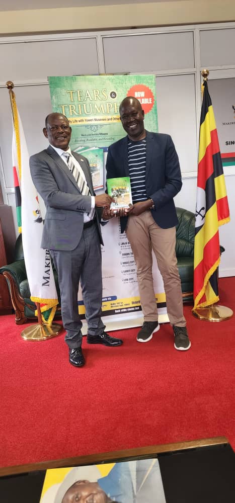 Back to roots: Just handed over copies of 'Tears &Triumph:My Life With Yoweri Museveni and Others' to the head of one of the institutions that made me. Thank you Vice Chancellor Prof. Barnabas Nawangwe. Eee Makerere Oyeee! Grab your copy now at the Arts Quadrangle.