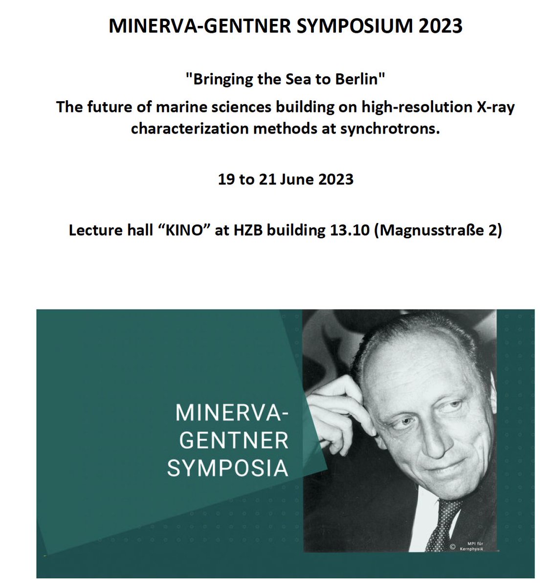 Was a great Minerva-Gentner Symposia  of "Brining the sea to Berlin"! Thanks a lot to <a href="/HZB_BESSY/">BESSY@HZB</a>, Bettina Wolter, Tali Mass <a href="/Mass_Coral_Lab/">Mass Coral Lab</a>, Paul Zaslansky, Antje Vollmer, and all the participants!
Happened despite of a cyber attack on HZB. But we got to see the storage ring!