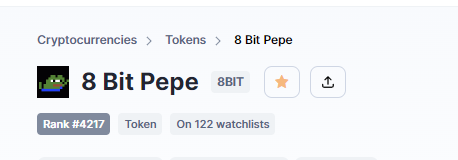 EightBitPepeERC's tweet photo. #8BITPEPE is on 122 @CoinMarketCap watchlists ⭐️so far!  If you didn't add it to yours yet, do it!  $PEPE #MEMECOINSEASON2023 

https://t.co/UCFBY2v3AO https://t.co/EGdJcnhDhS