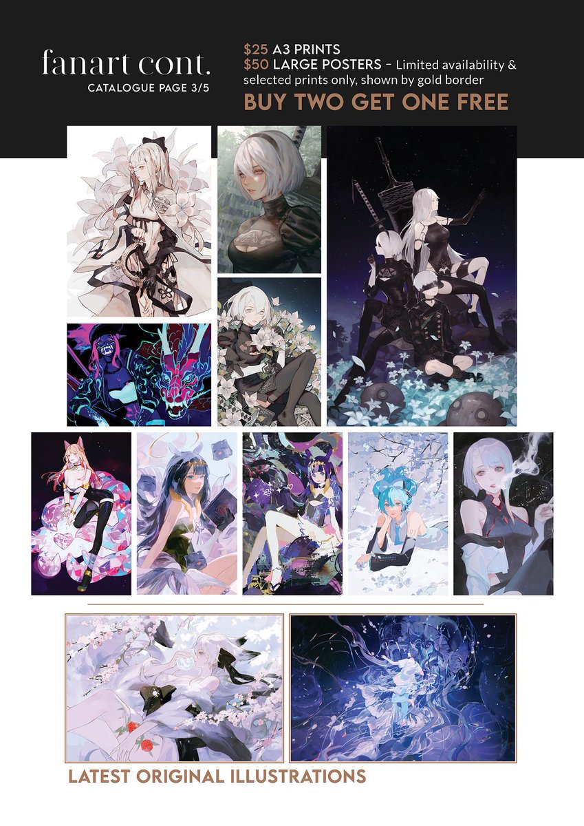 ❖ Anime Expo 2023 Catalogue - Table「 J31 」 this will be the last time I have so many prints available in person before I start retiring certain designs! see you there ~~