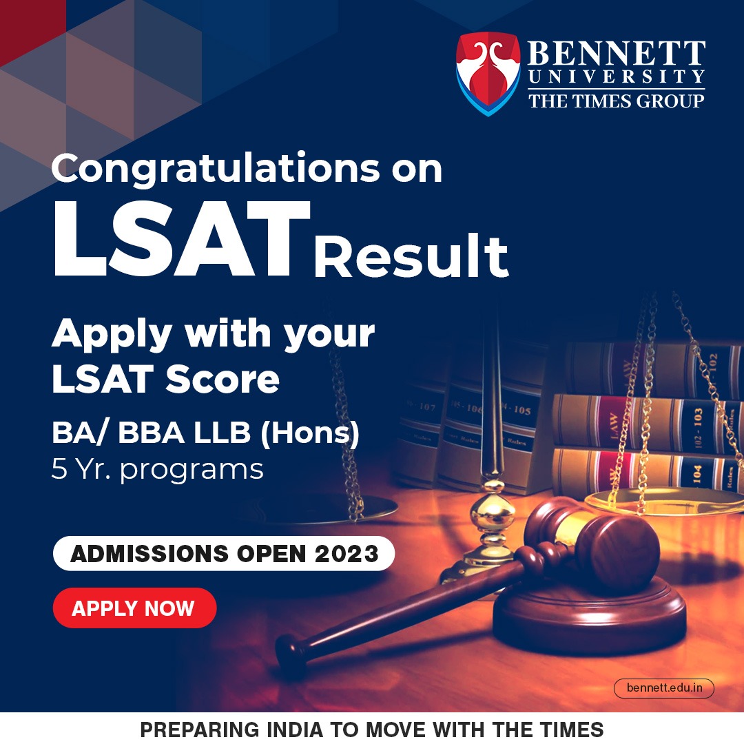 bennettuniv's tweet photo. Congratulations! All law aspirants on your LSAT results. Admissions are open for BA LLB and BBA LLB at Bennett University. Explore the programs and apply with your LSAT score now.  

Apply Now- https://t.co/UG6OUkBjsM

 #BenenttUniversity #LSAT #Law #ApplyNow #AdmissionOpen2023 https://t.co/dcApK7gO03