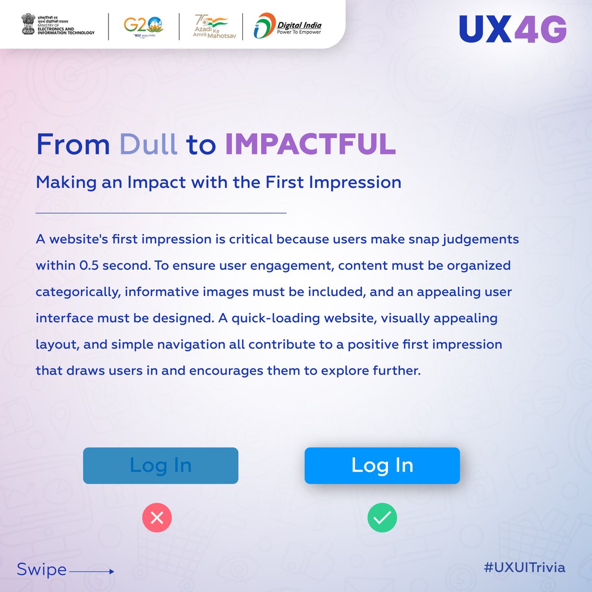 ux_4g's tweet photo. Found Helpful?
Let us know in the comment section
Visit https://t.co/3ROO7jERv0 to know more.
#UX4G #DigitalIndia #MeitY #UserInterface #DigitalEmpowerment #InclusiveDesign #ProgressiveGovernment #DesignMatters #UserExperience #DigitalGovernment https://t.co/6h896QEb3y