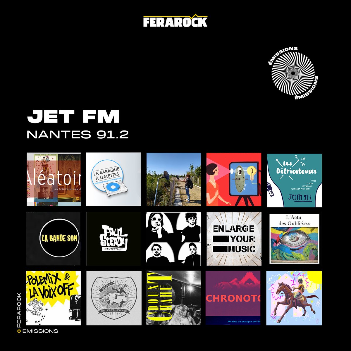 𝗘𝗠𝗜𝗦𝗦𝗜𝗢𝗡
⚡️ Découvrez semaine les programmes de Jet FM 91.2 ! 
Retrouvez toutes les émissions des radios Ferarock : ferarock.org/sur-les-antenn…
