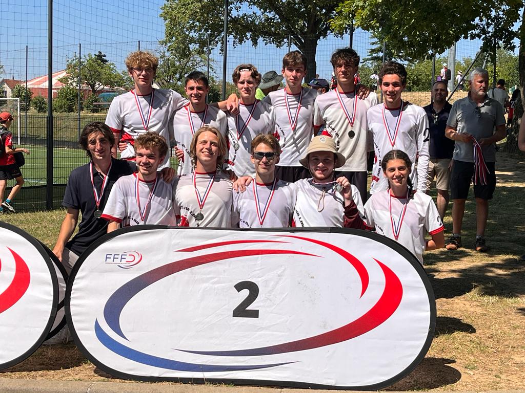 ULTIMATE - U20 - Coupe de France Junior Open Outdoor
24 et 25 juin 2023, Versailles
Pas favori contre Freezgo, ils entrent très bien dans la finale, mais, la très belle équipe de Blois gagne 10-8. Belle 2è place.
 #flyingdiscfrance #franceultimate #coupedefrance #juniors #u20