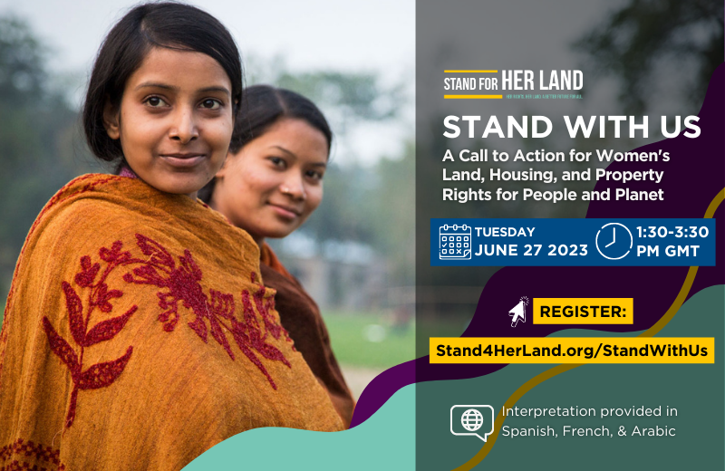 Join us tomorrow! 'Stand With Us' global webinar will bring together representatives from the Stand for Her Land Coalitions and key partners to share progress since S4HL global launch in Nairobi in March 2022.

⏰ Tues. 27 June @ 1:30 PM GMT
🔗 Register: lnkd.in/ek9hSJNZ