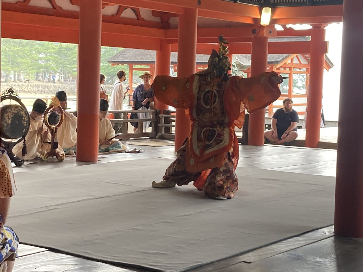 WHS_CobleSensei's tweet photo. Our afternoon was spent on Miyajima Island. After a ferry ride, we walked to Itsukushima Shrine where we were treated to an in-person Bugaku performance. https://t.co/W8yohwZdqg