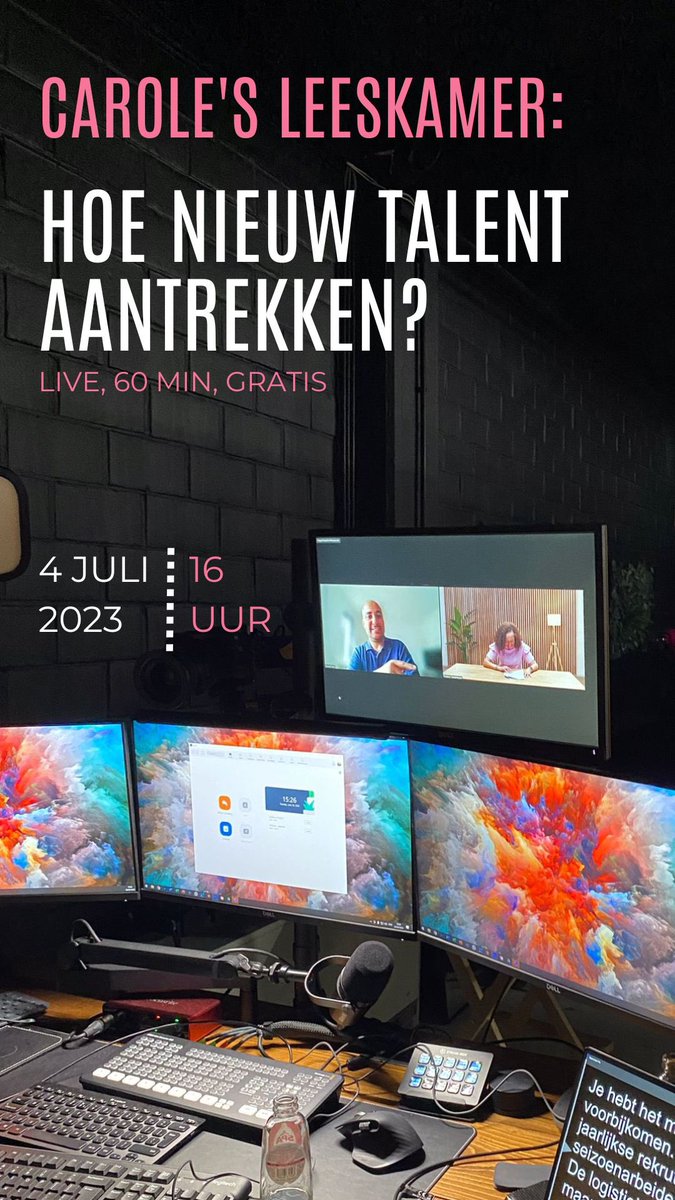 Op 4 juli om 16u00 ga ik 60 minuten #live op #Zoom samen met <a href="/Youssef_Kobo/">Youssef Kobo</a> over hoe je nieuw talent aantrekt. Nodig zeker je kennissen en collega’s uit &amp; save the date: linkedin.com/events/carole-…