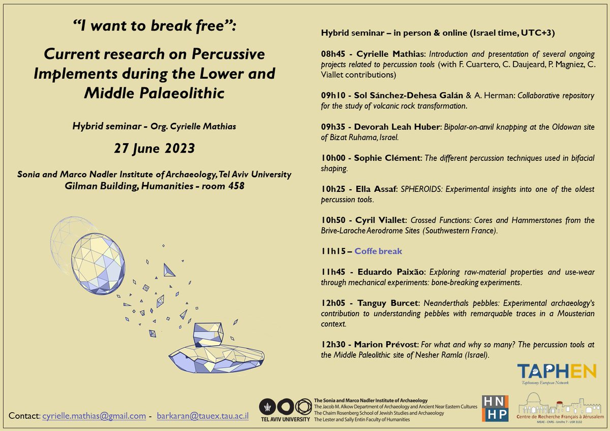 Cyrielle Mathias (@cy_lexx) on Twitter photo 📍Tomorrow, we will be talking about diverse percussion tools and techniques in a hybrid seminar held at Tel Aviv University
Many young scholars with <a href="/DgSols/">Sol Sánchez-Dehesa Galán @solsdgalan.bsky.social</a> , <a href="/devorah_huber/">Devorah Leah Huber</a> , S. Clément, E. Assaf, C. Viallet, E. Paixão, T. Burcet & <a href="/MarionPrev/">Marion Prévost</a>
!⏰Tel Aviv timezone (UTC+3) 📍Tomorrow, we will be talking about diverse percussion tools and techniques in a hybrid seminar held at Tel Aviv University
Many young scholars with <a href="/DgSols/">Sol Sánchez-Dehesa Galán @solsdgalan.bsky.social</a> , <a href="/devorah_huber/">Devorah Leah Huber</a> , S. Clément, E. Assaf, C. Viallet, E. Paixão, T. Burcet & <a href="/MarionPrev/">Marion Prévost</a>
!⏰Tel Aviv timezone (UTC+3)