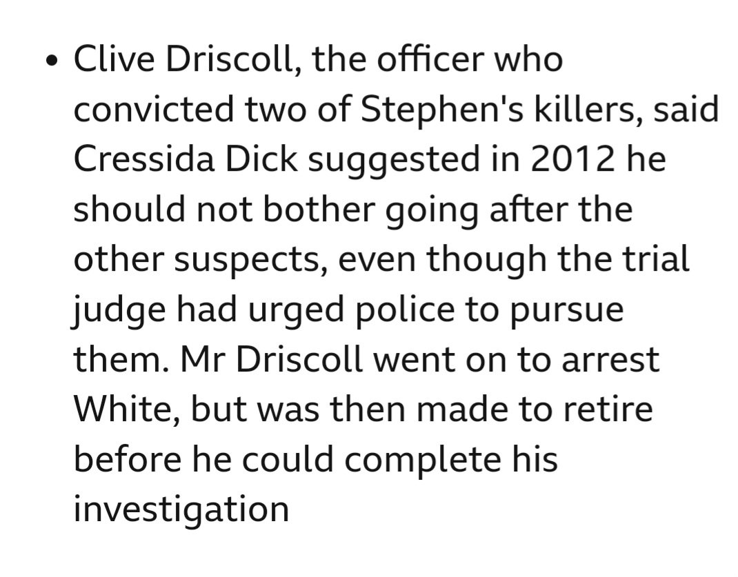 MarlonKameka's tweet photo. So Cressida Dick, the previous London Met Commissioner, suggested that the police should not bother going after  the other suspected killers of Stephen Lawrence. Because she and the Met Police did not, and do not, believe Black lives matter. Not back in 2012, and not now. https://t.co/RD0gjwMXiA