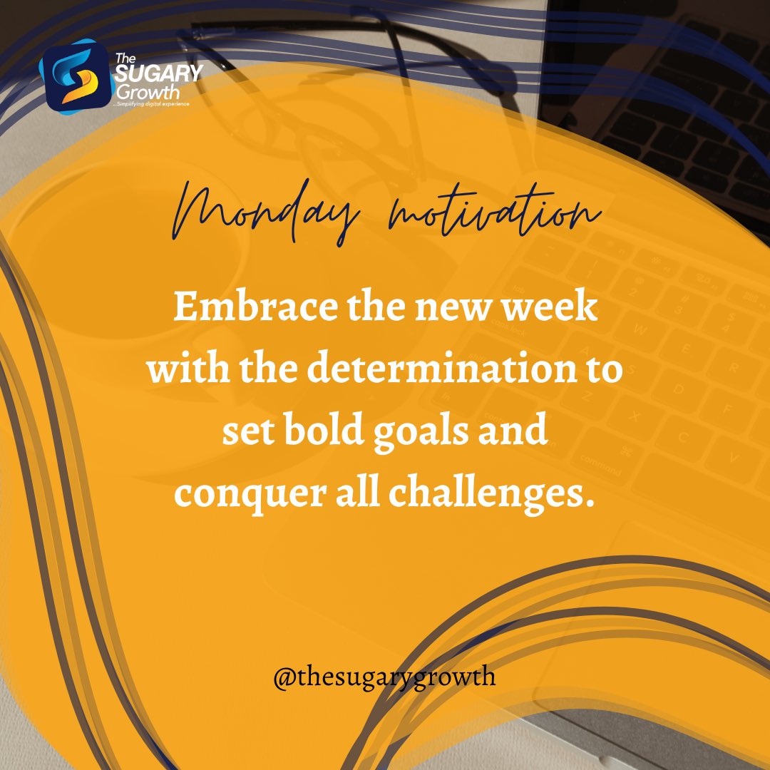 As a businessowner, remember that you have the power to create your own destiny by embracing each day with unwavering determination and staying focused on your vision.
So, believe in yourself and step into the week with courage 
 
#thesugarygrowth #socialmediaagency