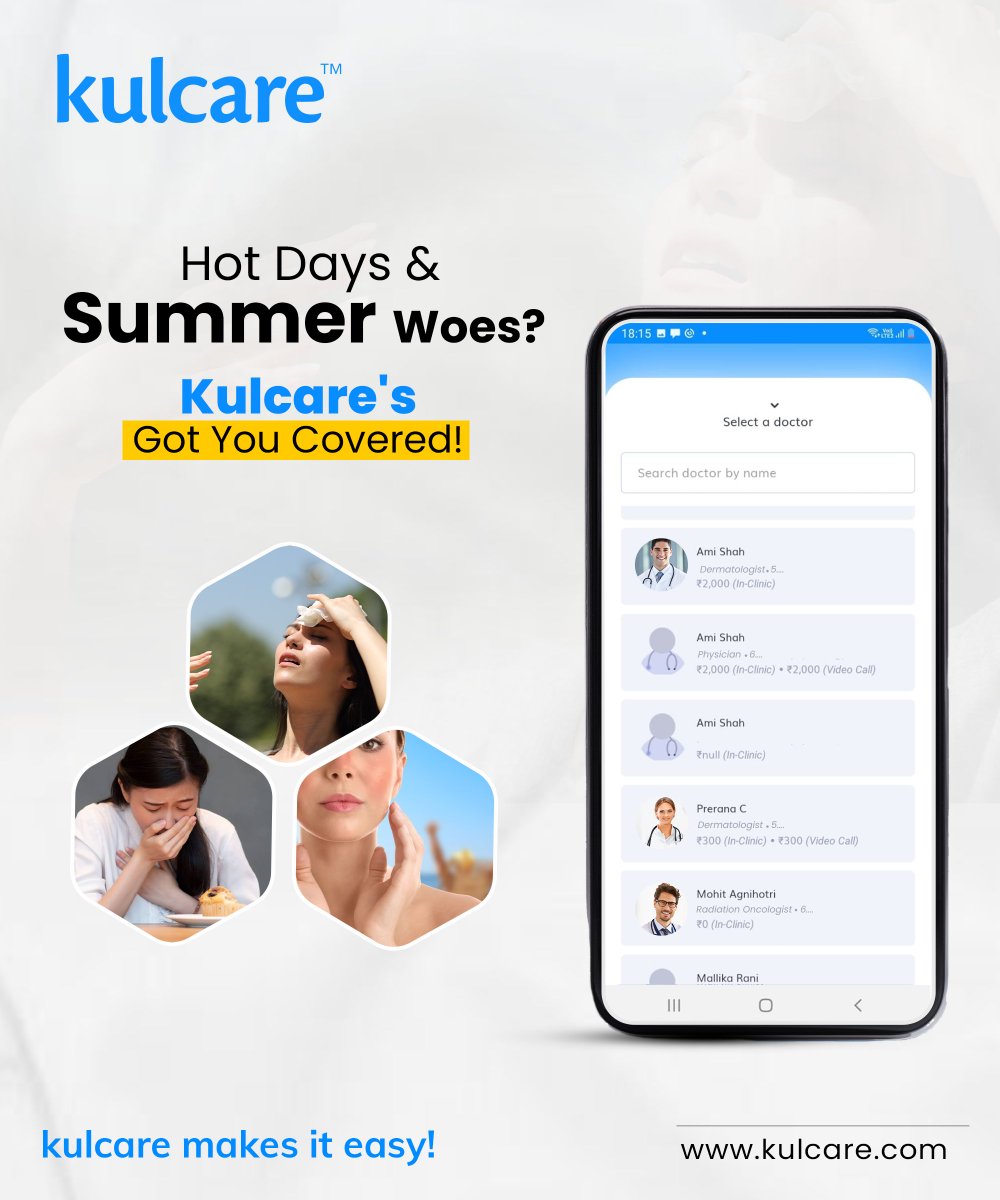 Stay cool and beat the summer heat!
Kulacre has the solution for all your summer woes.

For more details
Visit at: kulcare.com

#StayCool #SummerHeat #KulcreSolution #SummerWoes #HealthyLiving #BeatTheHeat #DoctorOnDemand #VirtualConsultation #SunburnRelief #kulcare