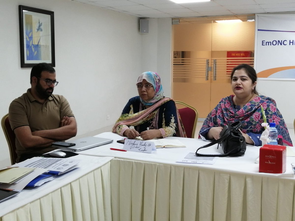 HealthSAcademy's tweet photo. HSA in association with UNFPA organised a two-day training workshop on "Assessment of  Emergency Obstetrics and Newborn care (EmONC) services" under the supervision of Dr Mariyam Sarfraz, Mr. Shoaib Sultan Kayani,  and Mr. Irfan Ahmed and Team UNFPA. https://t.co/jEQcpLaejZ