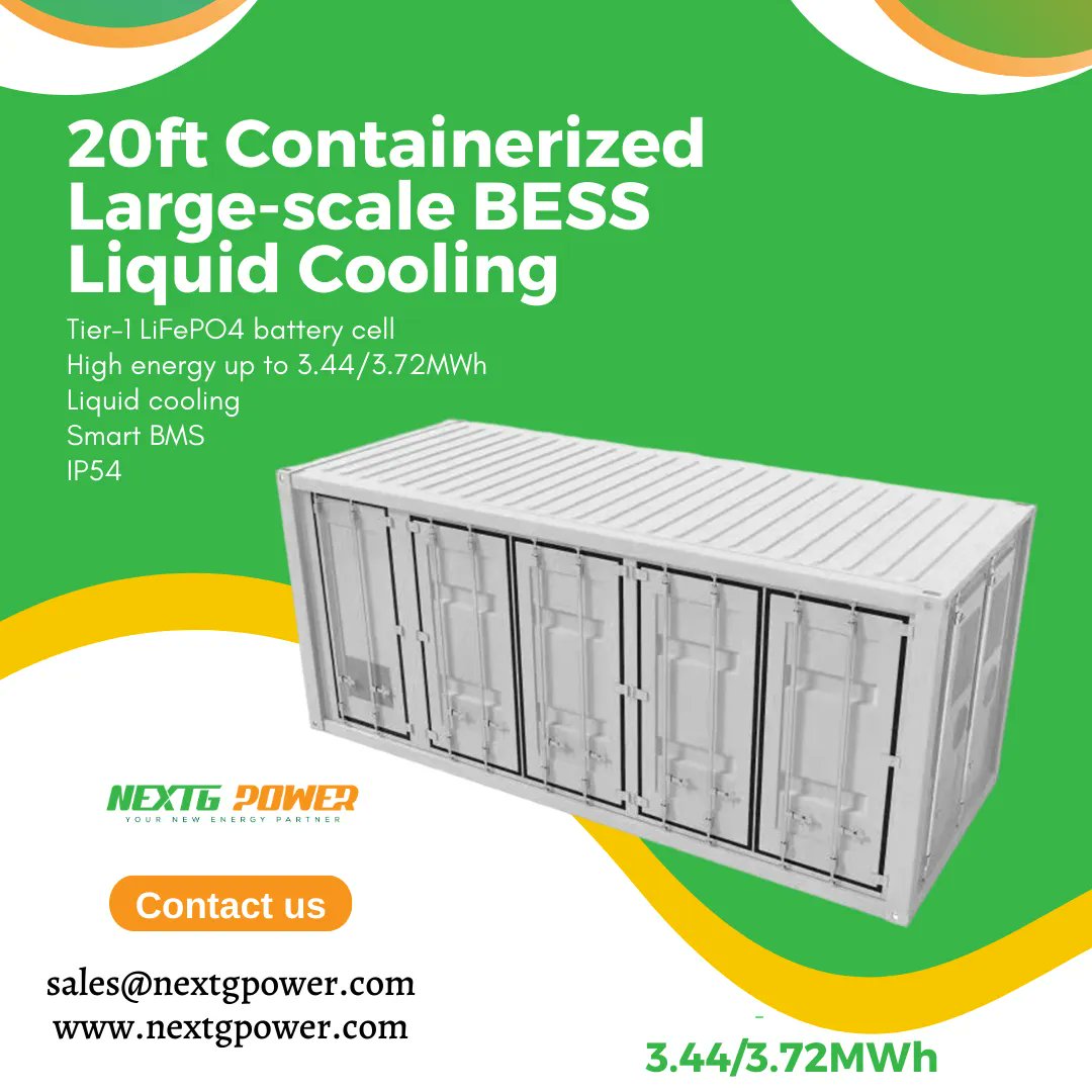 NextGPower's tweet image. #PowerBox 20ft containerized battery storage system liquid cooling,up to 3.44/3.72MWh,specially design for utilities energy storage. #windfarm #solarfarm
#LiFePO4 #EnergyStorage #batterystorage #solar #solarbattery #BESS #solarenergy #Intersolar #Munich #NextGPower #NextGESS