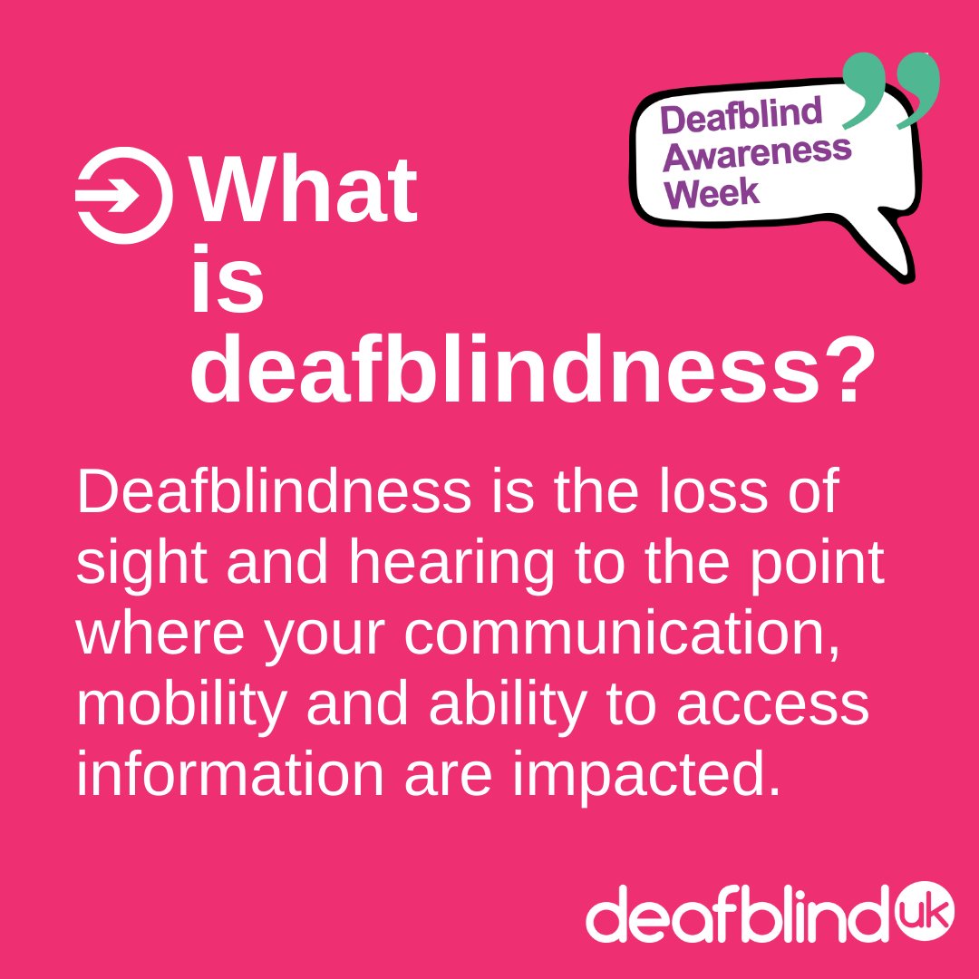 DeafblindUK's tweet photo. Today marks the start of #DeafblindAwarenessWeek. But what exactly is deafblindness? Despite common belief, deafblindness does not mean no sight and no hearing. Keep following us for more information about deafblindness throughout the week! https://t.co/yxb2RL1e2R